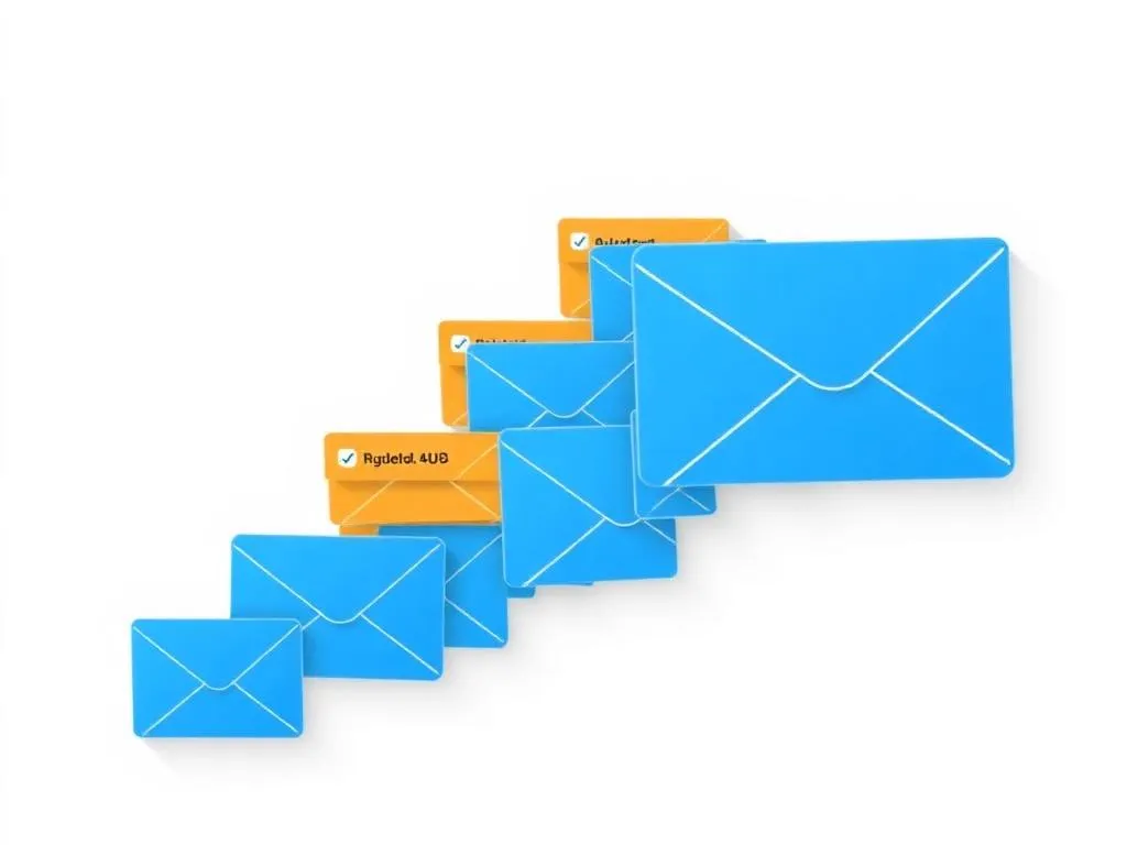 Envelopes being sorted into coloured labels, illustrating automatic inbox triage