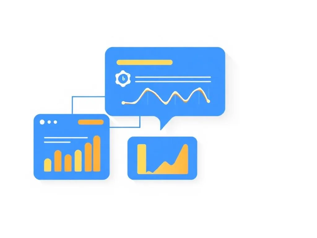 Metric tiles feeding into a chat message, illustrating a daily operations report
